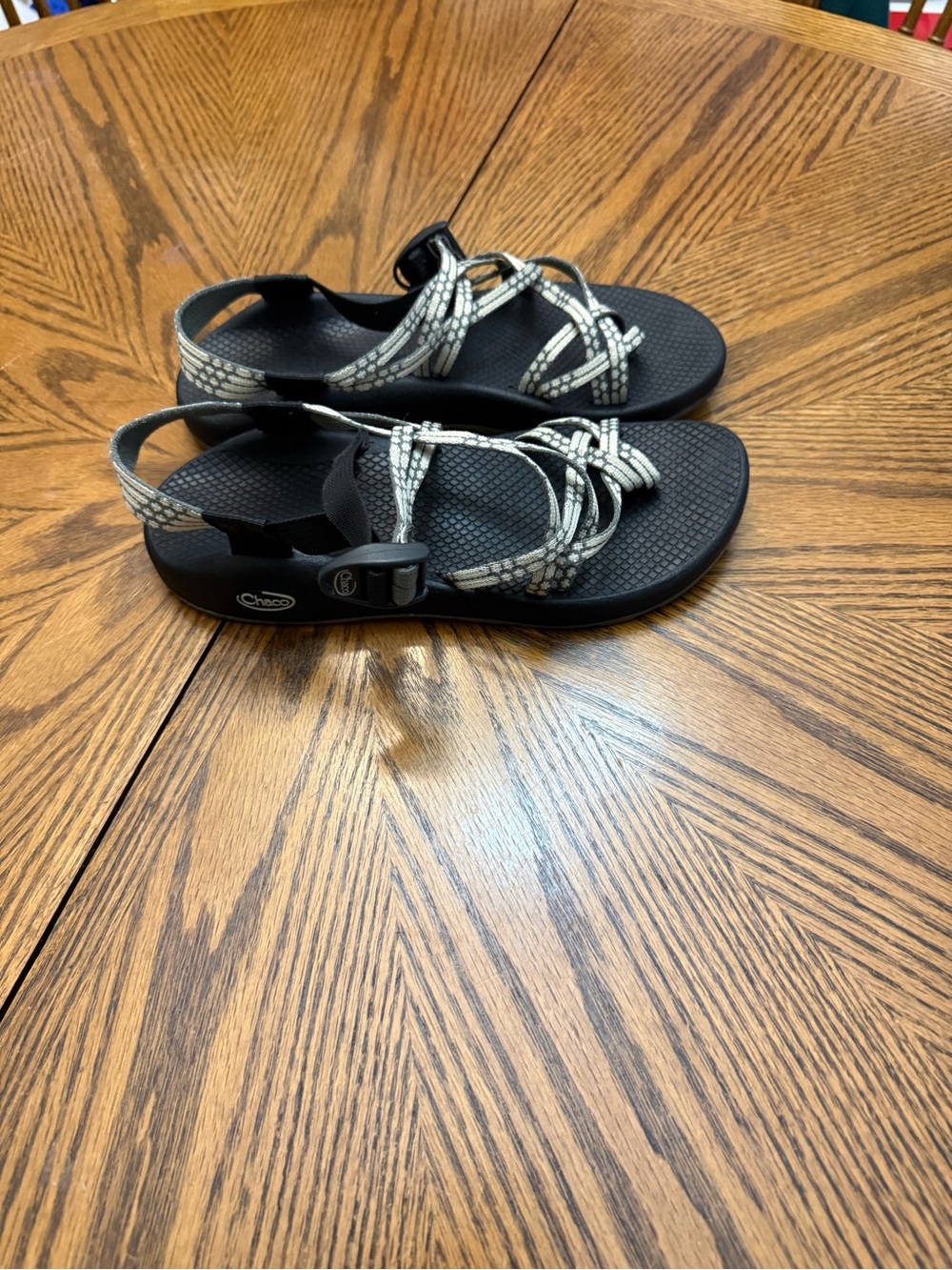 Chaco Black Sandals with Gray Patterned Straps
